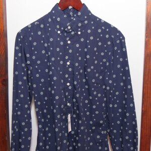 NEW NWT Gitman Vintage Deco Print Navy Button Down Shirt Barneys Sold Out Small